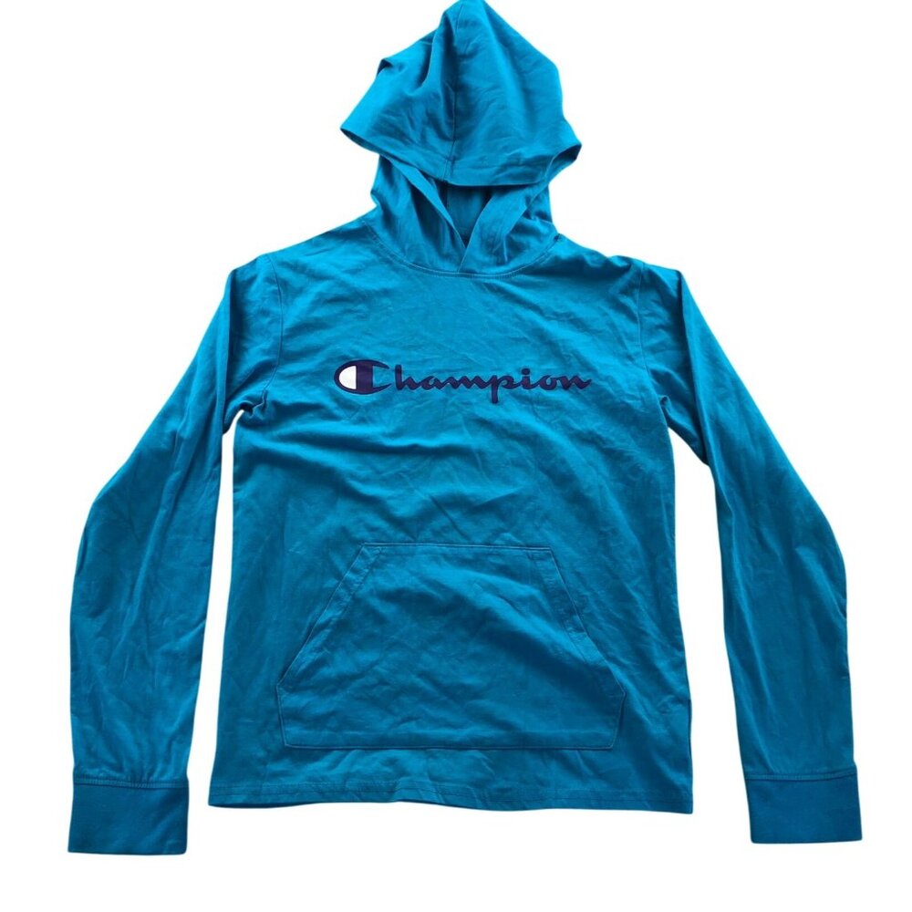 Champion Mens Sweatshirt Large Blue Pullover Lightwear Athletic Classic Pockets